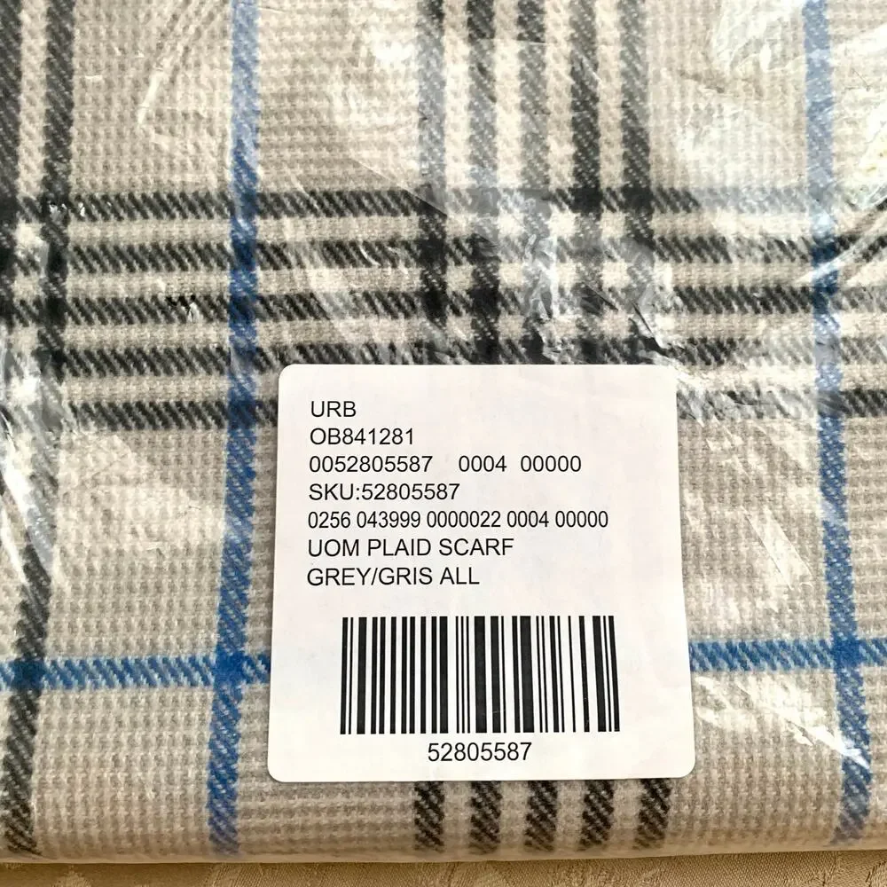 Urban Outfitters UO Long Plaid Scarf in Grey